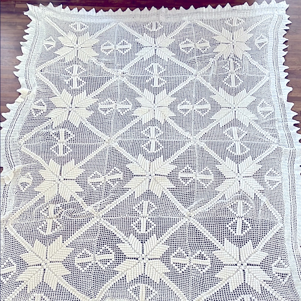 Antique Hand Crocheted Bedspread
